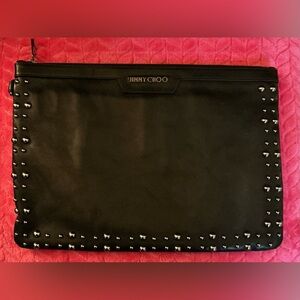 🖤JIMMY CHOO 🖤 Black Leather Studded Clutch Bag